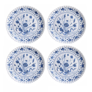  melamine plates ser of 4 with a classic blue and white botanical design