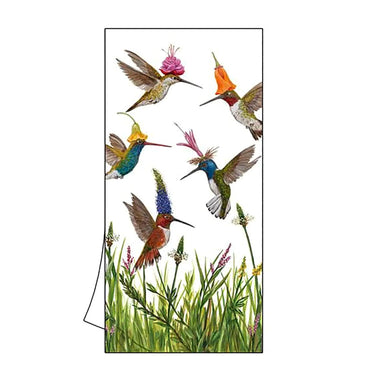 Meadow Buzz Kitchen Towel - Cute Hummingbirds & Flowers