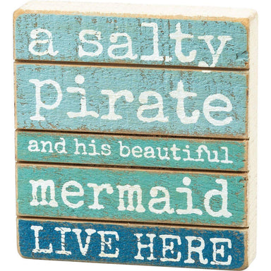 Salty Pirate & Beautiful Mermaid Slat Block Sign - Port Gamble General Store & Cafe