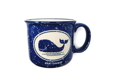 Whale & Port Gamble Camp Mug - Durable Ceramic, blue and white Mug