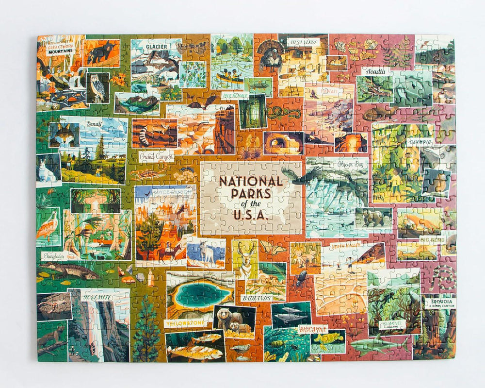 Collage of various national park images with 'National Parks of the U.S.A' text in the center.