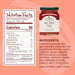 Jar of Red Pepper Jelly with nutrition facts and ingredients listed on a peach background