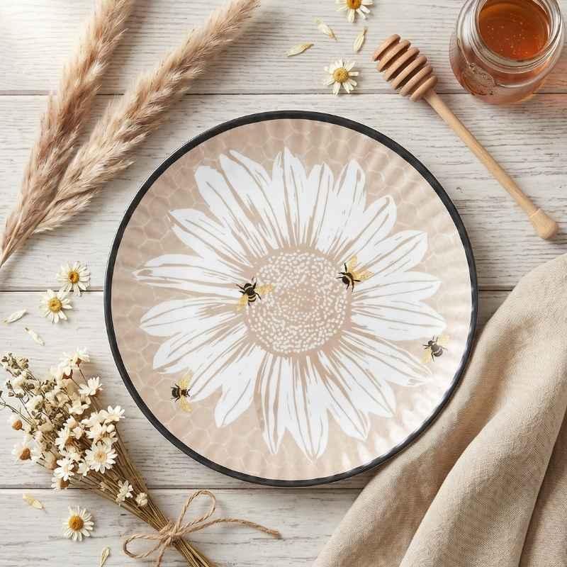 Busy Bee Tan Flower Melamine Plate set - ME0736