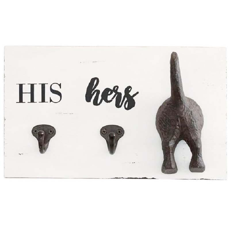 His, hers and pup wall hook