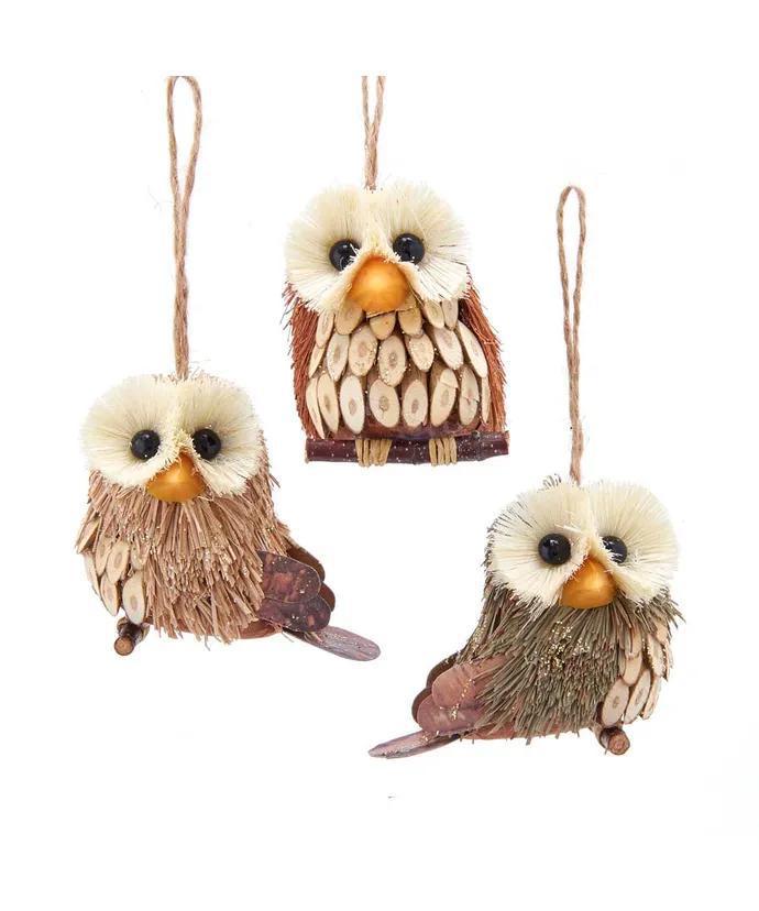 Sisal and Seed Owl Ornament - C7876