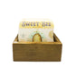  set of four stylish and eye-catching coasters features a multicolor bee design in a wooden box