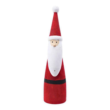11” Paulownia Wood Santa Figurine – Red & White Holiday Decor