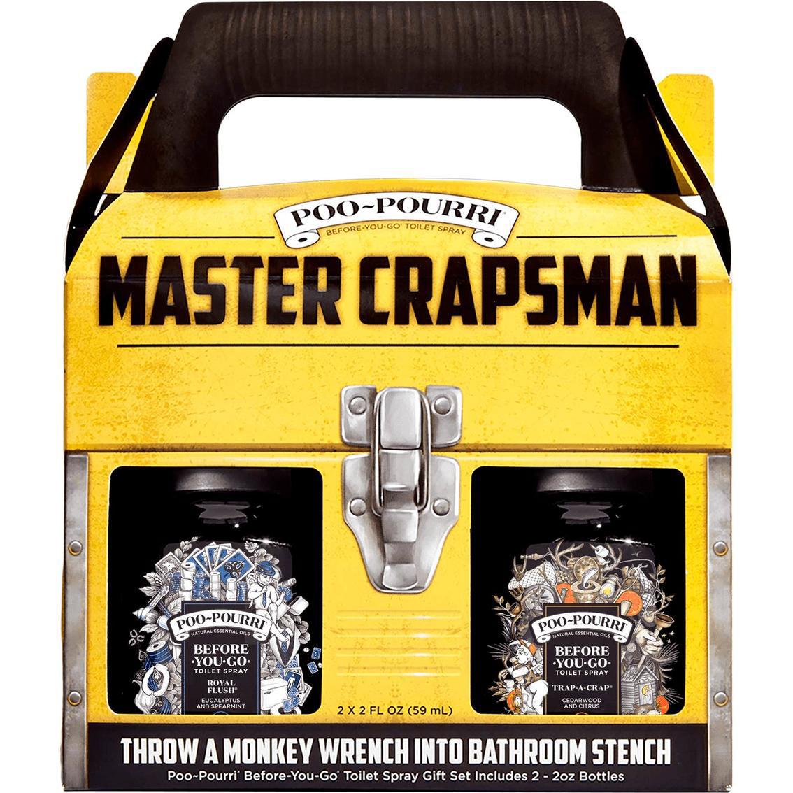 Mater crapsman poo-pourri box containing 2 toilet scented sprays 