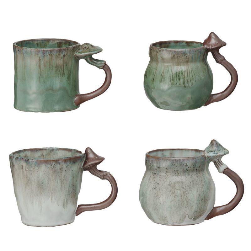 14 oz Stoneware Mug w/ Mushroom Handle – Secret Garden Collection
