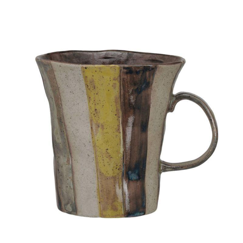 16 oz. Hand-Painted Stoneware Mug w/ Stripes – Sunset Villa