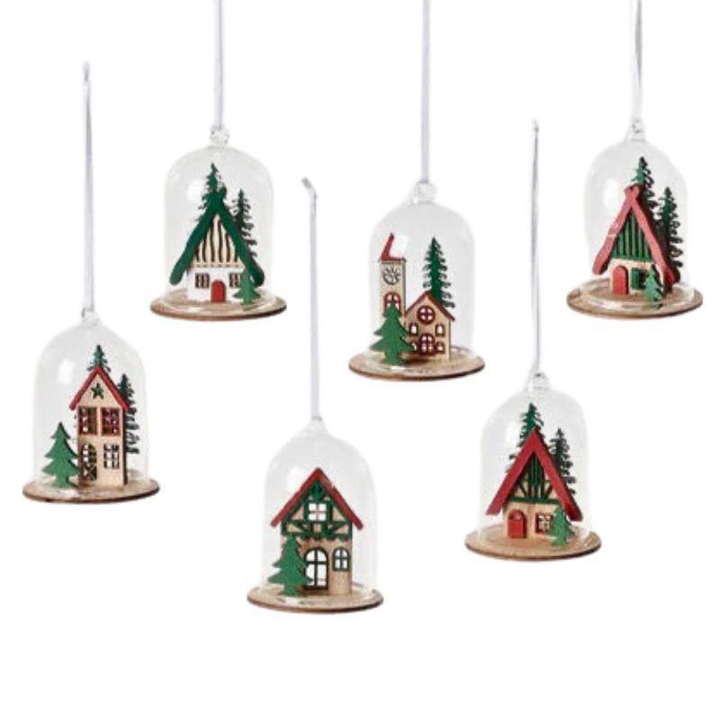 2.25" Bavarian Dome Ornament – Assorted Glass & Wood Designs
