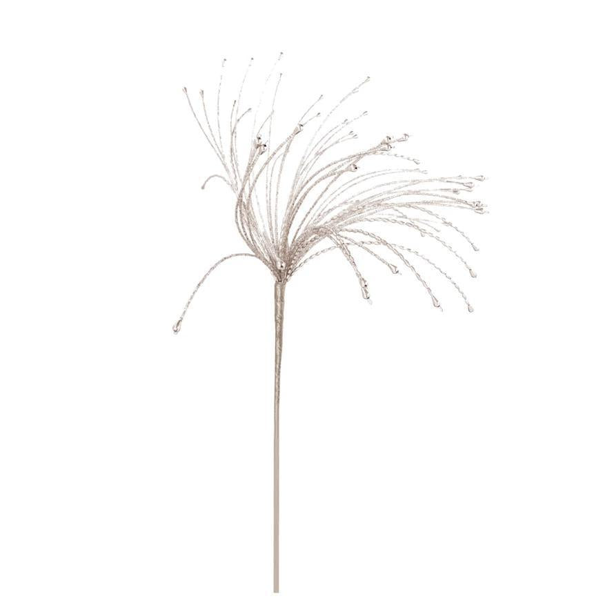 22" Silver Metal & Glass Beaded Spray – Holiday Décor