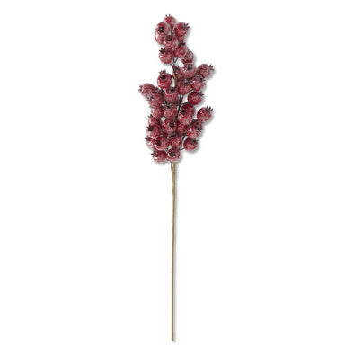 24" Glittered Red Rosehip Stem – Sparkling Holiday Floral Pick