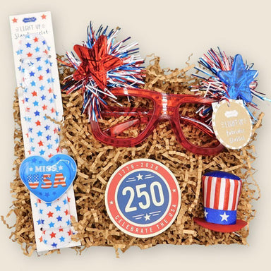 250th Party Treasure Gift Box – Patriotic Fun & LED Accessories