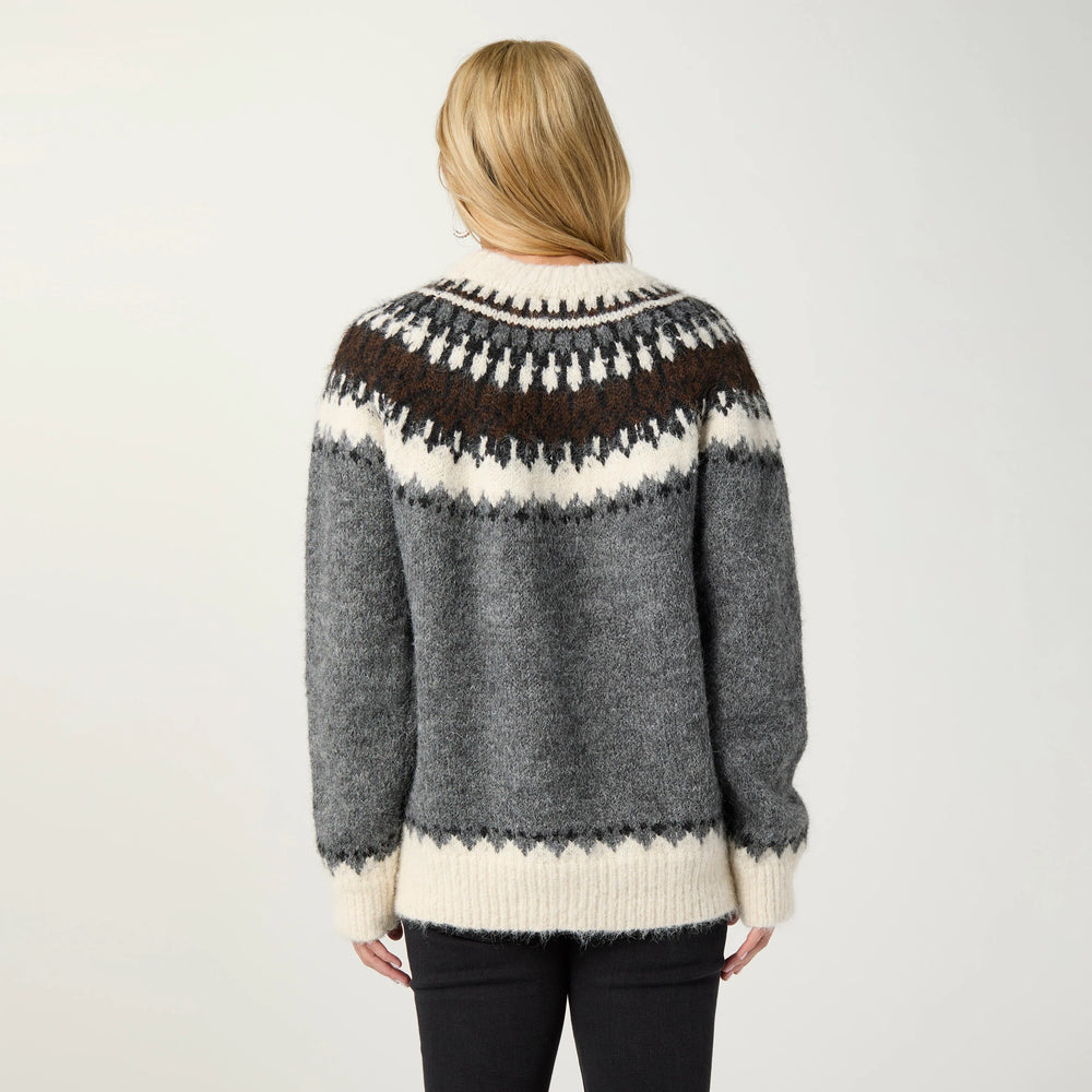 Perissa Heavy Mock Neck Sweater-Fall: Grey/Mocha/Cream