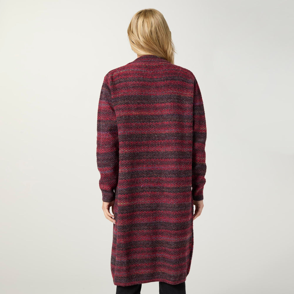 Earthen Long Open Cardigan with Pockets - Rumba Red