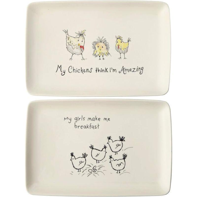Platter with Chicken Drawing & Funny Caption - DF1216A