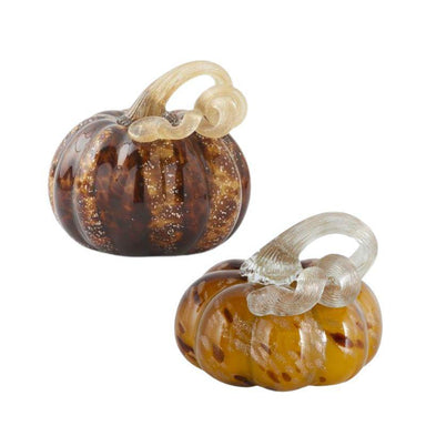3.25" Brown or Yellow Speckled Handblown Glass Pumpkin | Fall Décor