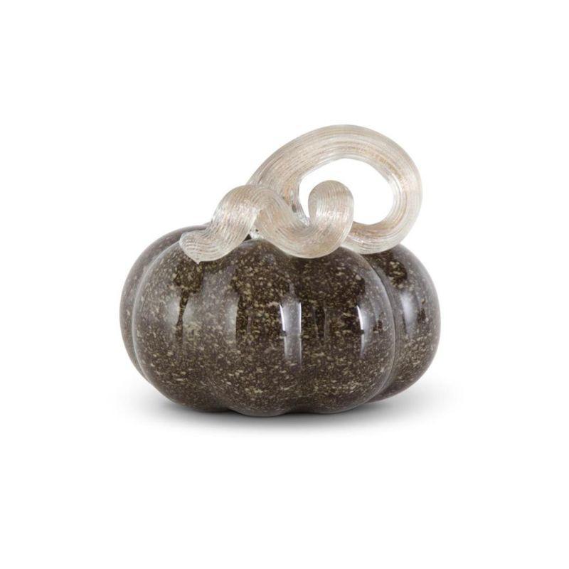 3.25" Gray Brown Handblown Glass Pumpkin | Fall Décor
