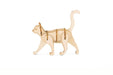 Wooden cat-shaped puzzle on a white background