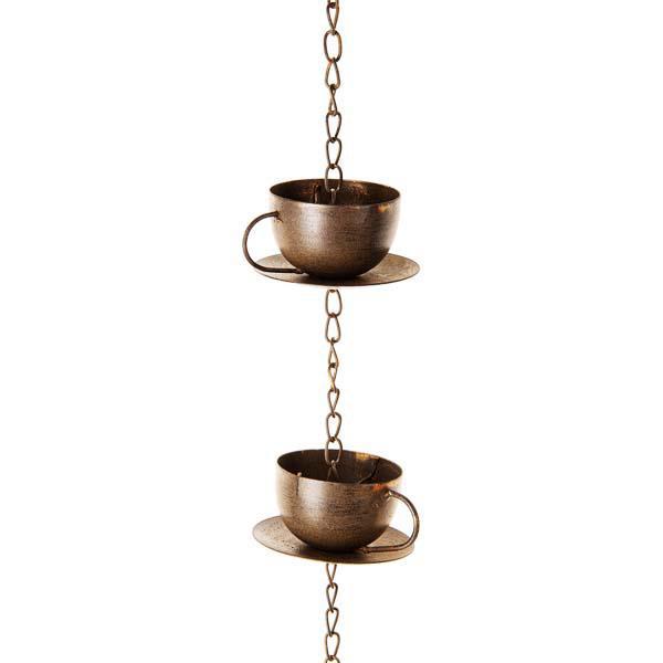 Teacup Bronze Rain Chain
