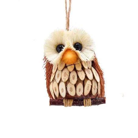 Sisal and Seed Owl Ornament - C7876