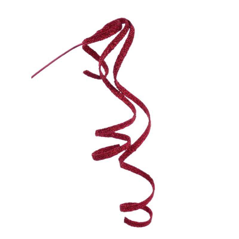 46" Glitter & Bead Curly Spray – Burgundy Holiday Accent