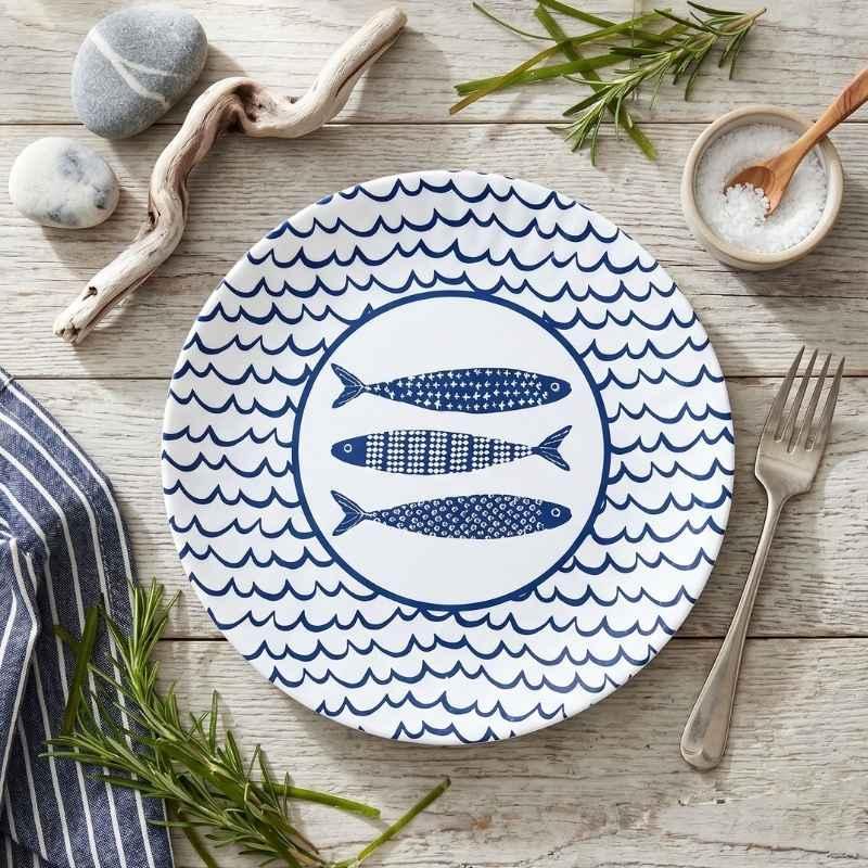 11" Fish Melamine "Paper" Plate, set of 4 - ME0688