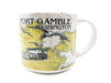Port Gamble Ceramic Mug. Illustrated with a delightful nautical map