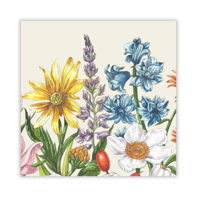 Napkins Colorful illustration of various flowers on a beige background