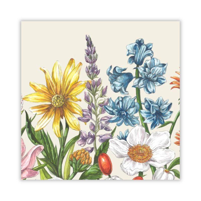 Napkins Colorful illustration of various flowers on a beige background