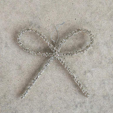 5½" Silver Rhinestone Bow Ornament – Sparkling Holiday Accent.