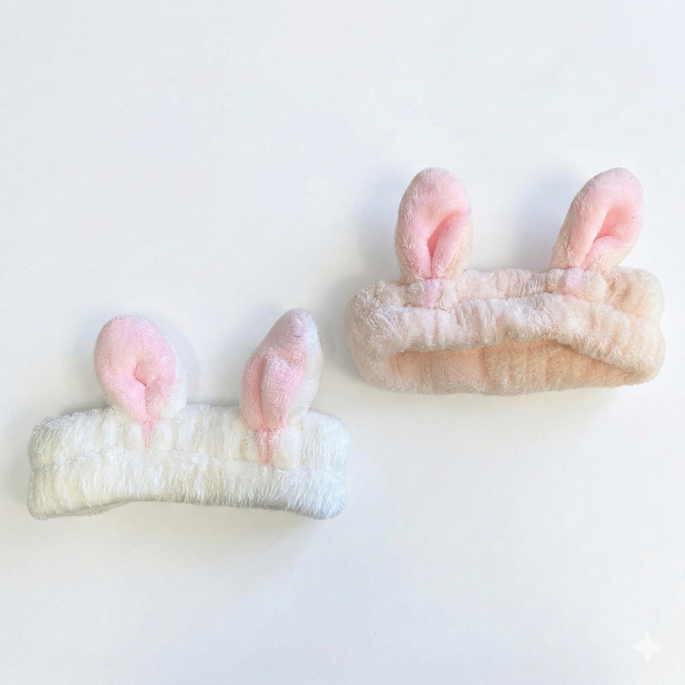 Bunny Ear Fluffy Headband - Pink or White