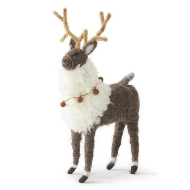 6.5" Wool Reindeer with Bells – Brown Holiday Décor
