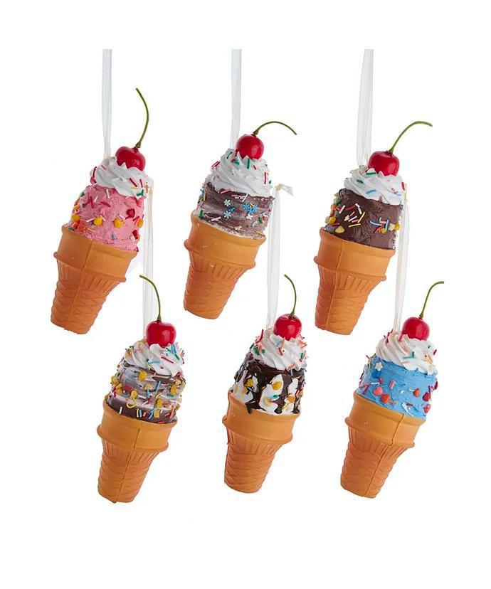 6" Foam Ice Cream Cone Ornaments – Assorted Colors