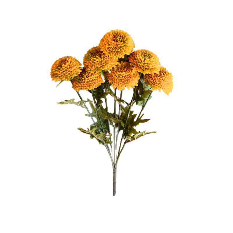 7-Stem Mustard Ball Dahlia Bundle – 18" Artificial Blooms