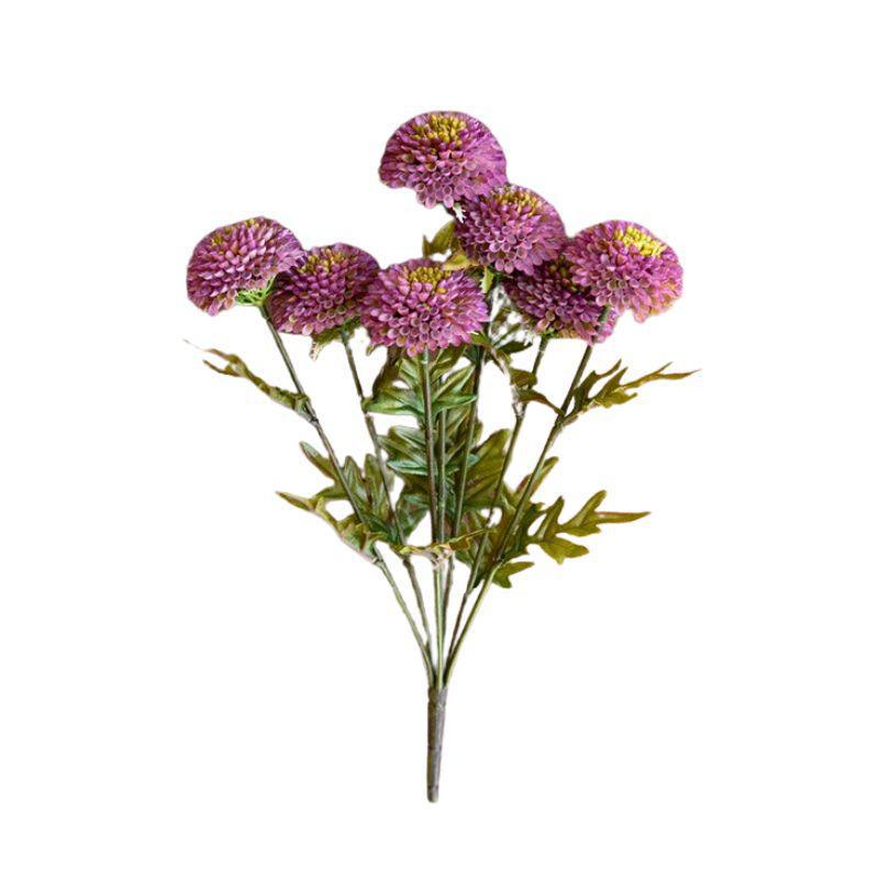 7-Stem Purple Ball Dahlia Bundle – 18" Artificial Blooms