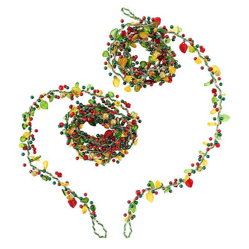 72" Beaded Red & Green Garland – Festive Holiday Decor