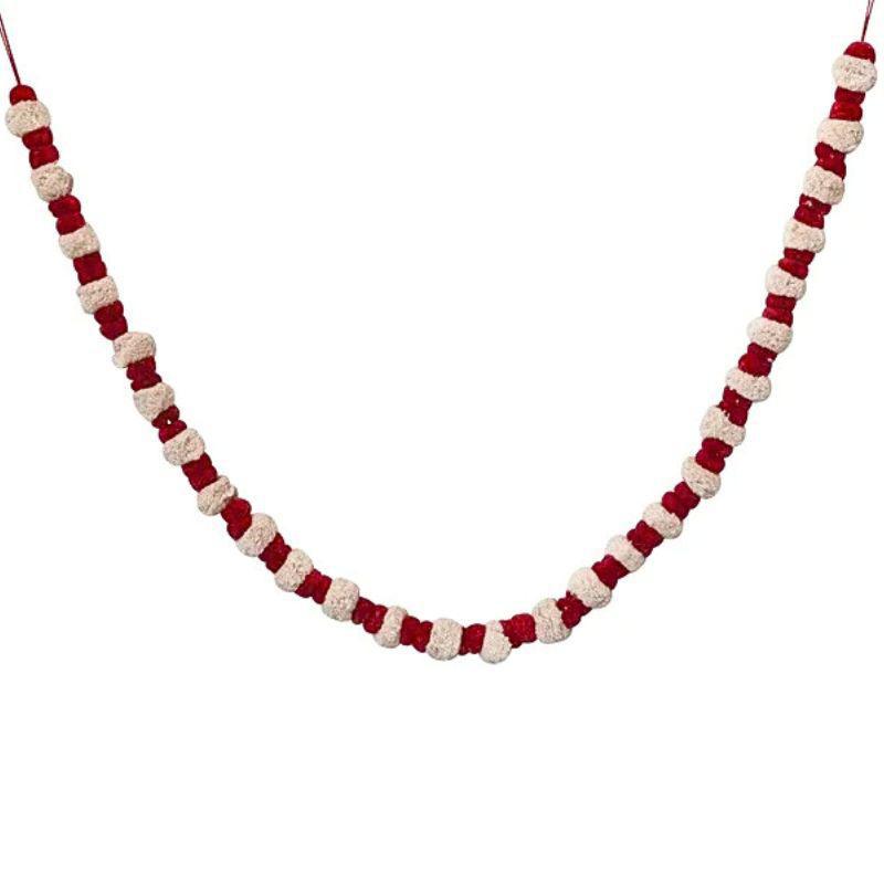 72" Handmade Cotton Pom Pom Garland – Red & Cream Charm