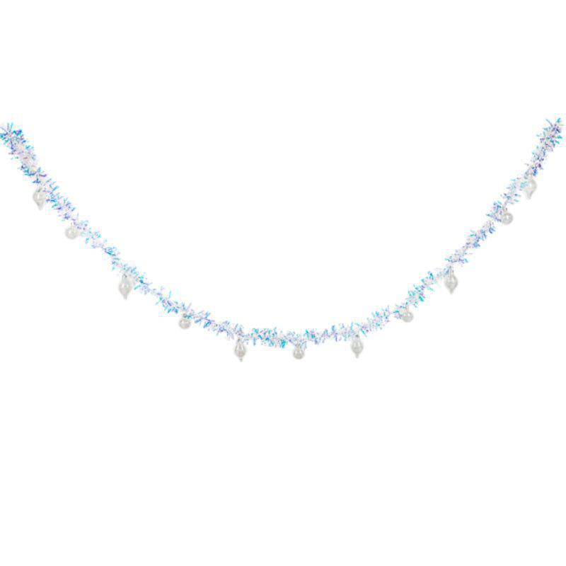 72" Snowball Tinsel Garland with Iridescent Ornaments – Festive Sparkle