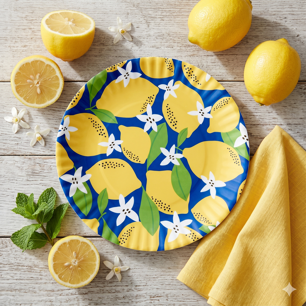 Melamine Lemon Plates - Set Of 4 ME0400