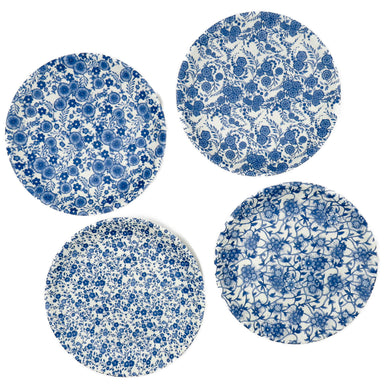 Blue Floral Melamine Plates set of 4