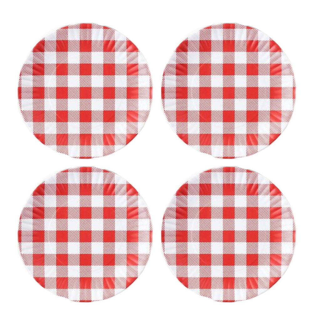 Red Gingham Melamine plate/set of 4