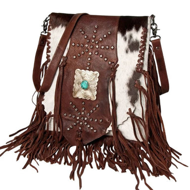 American Darling Western Cowhide Fringe Crossbody Bag – Brown
