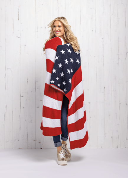 Americana Chenille Throw Blanket – Cozy Flag Knit 60" x 50"