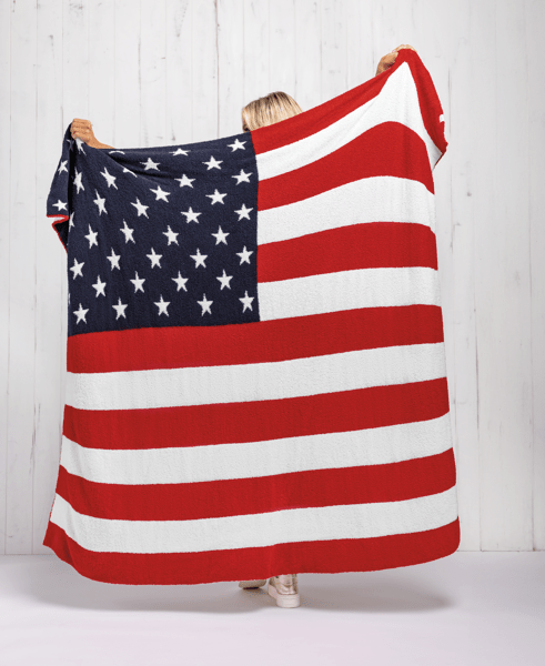 Americana Chenille Throw Blanket – Cozy Flag Knit 60" x 50"