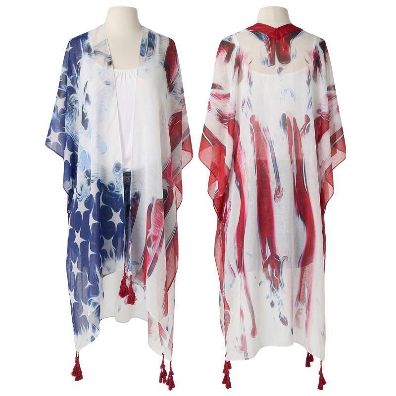 Two floral-patterned cover-ups on mannequins with a white background