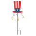 Decorative garden stake with American flag design and 'USA' letters on a white background
