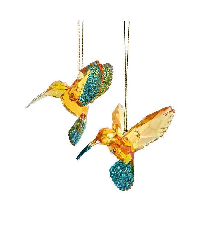 Aqua & Gold Hummingbird Ornament – Elegant Holiday Accent