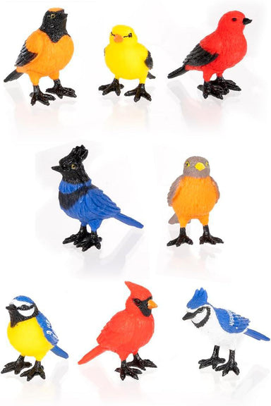 Archie McPhee Mini Garden Birds – Set of 8 Soft Vinyl Birds